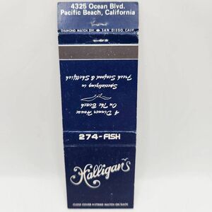 Vintage Matchbook Halligan's Pacific Beach California Restaurant Ephemera Collec
